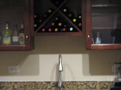 Basement bar with wine rack