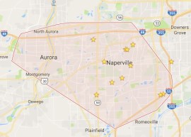 Map of areas served in Naperville, Bolingbrook, Oswego, Lisle and Aurora
